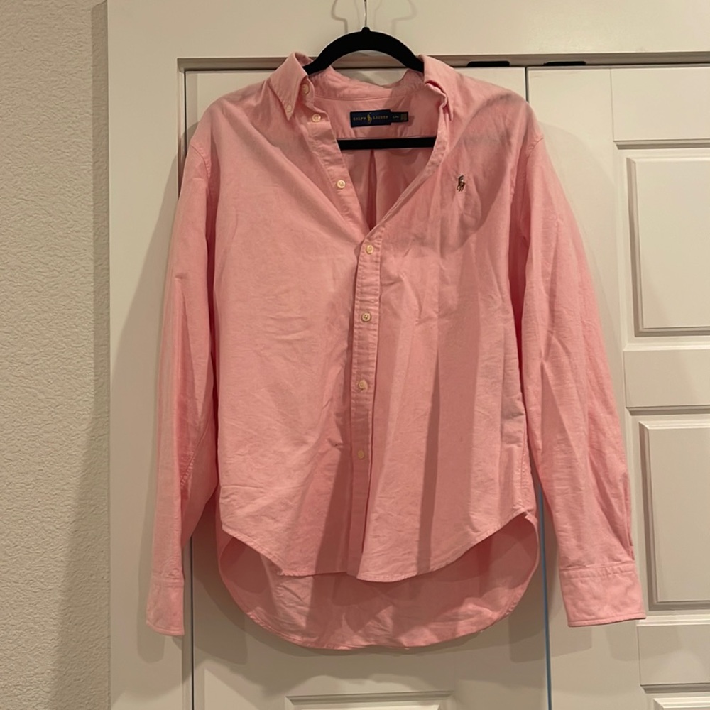 Ralph Lauren Button Down Top Size L Pink